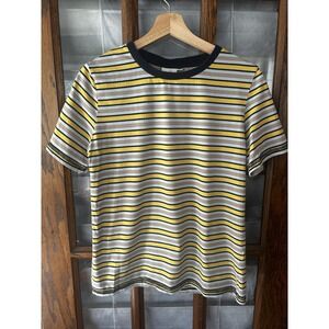 Love Olive Co‎ Kendra Tee Stripe Navy And Yellow Size Large